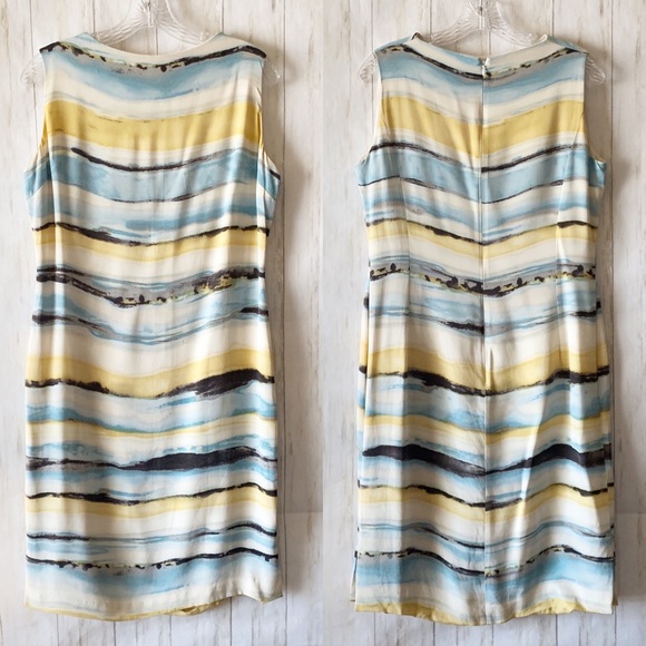 St. John Dresses & Skirts - St John Silk Sleeveless Watercolor Sheath Dress 12